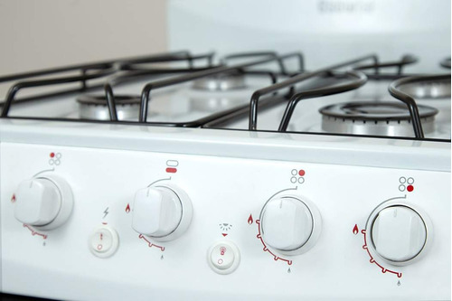 Cocina Escorial Palace Cristal a gas natural 4 hornallas blanca 220V puerta con visor 50L