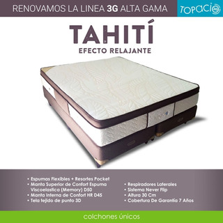 Colchon Y Somier Topacio Tahiti 140x190 Pillow Visco Cuotas