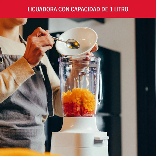 Picadora 123 + licuadora 1 litro Moulinex color blanco