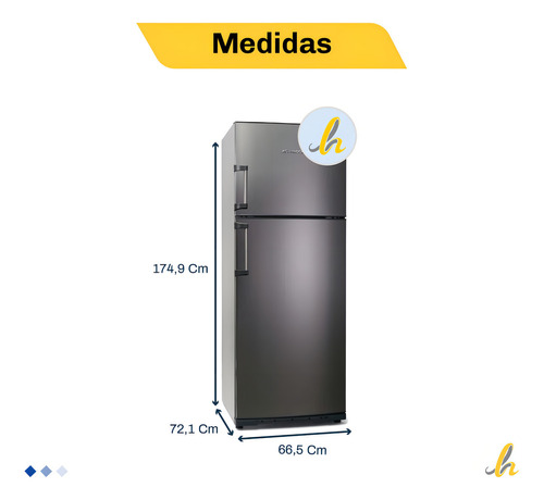 Heladera Koh-i-noor Khd43/7 Acero Con Freezer 413l
