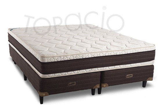 Colchon Y Somier Topacio Marfil Plus 160 X 190 Alta Densidad