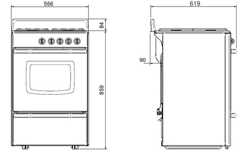 Cocina A Gas Longvie 13501xf 56cm Inox Cajón Parrilla Color Acero inoxidable